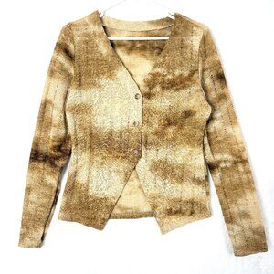 Distressed Textured Western Grunge Boho Hippie Lightweight Cardigan Sweater L